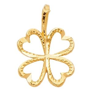 14k Yellow Gold Open Clover Leaf Heart Pendant